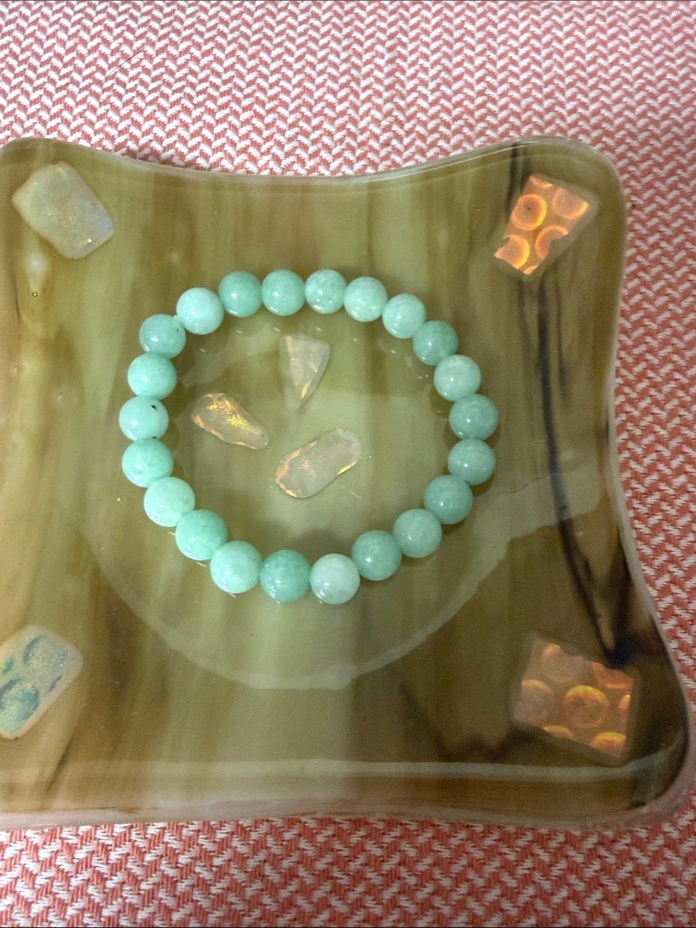 Light Green Jade Beaded Stretch Bracelet